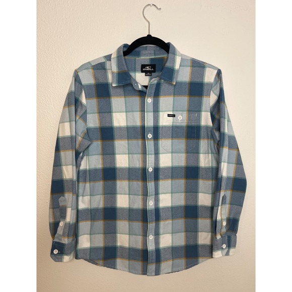 O'Neill Other - Kids ONeill Plaid Flannel Long Sleeve Button Up Shirt XL Blue Green White